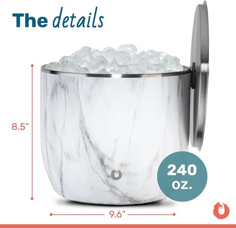 SNOWFOX XL Premium Vacuum Insulated Double Wall Stainless Steel Ice Bucket with Lid/Scoop-Bar Accessories-Large Elegant Party Bucket-Chills Several Bottles-Beautiful Entertaining Supplies-7 Liter in Saudi Arabia