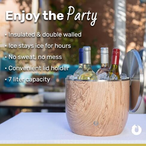 SNOWFOX XL Premium Vacuum Insulated Double Wall Stainless Steel Ice Bucket with Lid/Scoop-Bar Accessories-Large Elegant Party Bucket-Chills Several Bottles-Beautiful Entertaining Supplies-7 Liter in Saudi Arabia