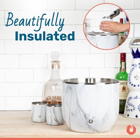 SNOWFOX XL Premium Vacuum Insulated Double Wall Stainless Steel Ice Bucket with Lid/Scoop-Bar Accessories-Large Elegant Party Bucket-Chills Several Bottles-Beautiful Entertaining Supplies-7 Liter in Saudi Arabia