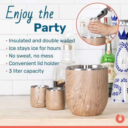 SNOWFOX XL Premium Vacuum Insulated Double Wall Stainless Steel Ice Bucket with Lid/Scoop-Bar Accessories-Large Elegant Party Bucket-Chills Several Bottles-Beautiful Entertaining Supplies-7 Liter in Saudi Arabia