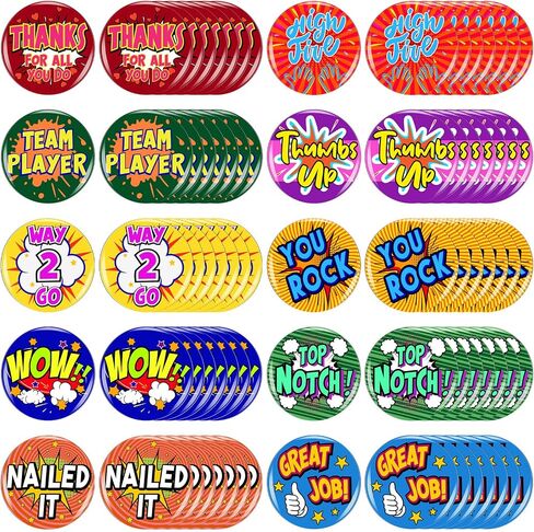 10 Style 80 PCS Reward Button Pins Team Award for Employees Positive Button Pins Recognition Encouraging Pin Badges Appreciation Pins for Kids Students Workers in Saudi Arabia