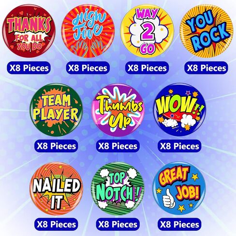 10 Style 80 PCS Reward Button Pins Team Award for Employees Positive Button Pins Recognition Encouraging Pin Badges Appreciation Pins for Kids Students Workers in Saudi Arabia