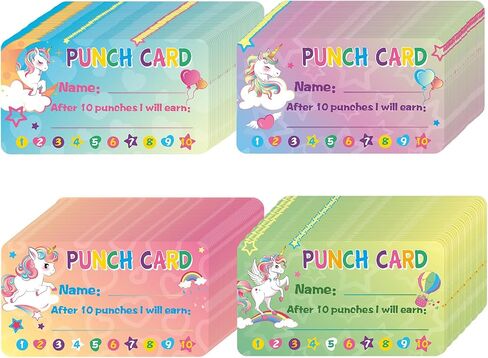 WERNNSAI 240PCS Kids Reward Punch Cards Unicorn Behavior Punch Cards Students Reward Chart Motivation Incentive Card for Classroom Students Teachers School Supplies in Saudi Arabia
