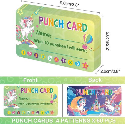 WERNNSAI 240PCS Kids Reward Punch Cards Unicorn Behavior Punch Cards Students Reward Chart Motivation Incentive Card for Classroom Students Teachers School Supplies in Saudi Arabia
