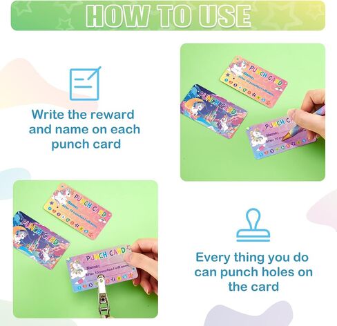 WERNNSAI 240PCS Kids Reward Punch Cards Unicorn Behavior Punch Cards Students Reward Chart Motivation Incentive Card for Classroom Students Teachers School Supplies in Saudi Arabia