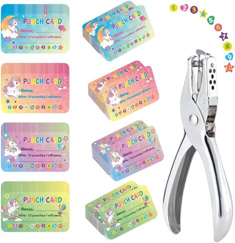WERNNSAI 240PCS Kids Reward Punch Cards Unicorn Behavior Punch Cards Students Reward Chart Motivation Incentive Card for Classroom Students Teachers School Supplies in Saudi Arabia