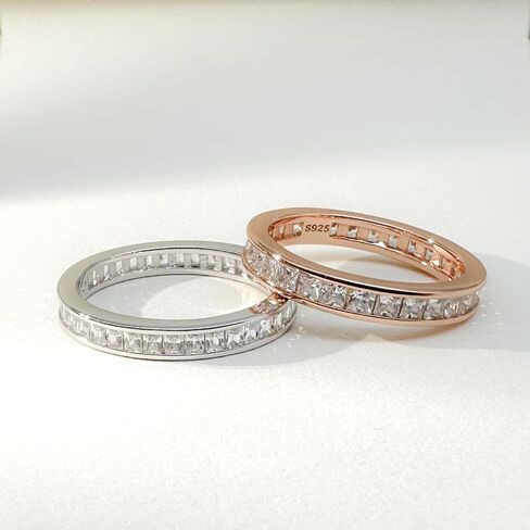 3mm 14K Gold Plated Wedding Band Round Cubic Zirconia Full Eternity Stackable Engagement Ring For Women Size 5-9 in Saudi Arabia