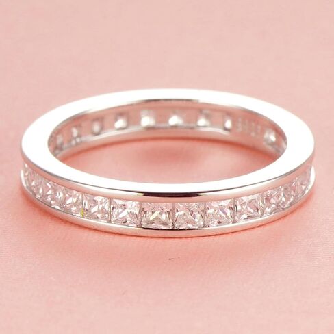 3mm 14K Gold Plated Wedding Band Round Cubic Zirconia Full Eternity Stackable Engagement Ring For Women Size 5-9 in Saudi Arabia