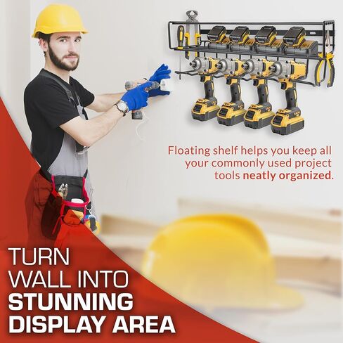 Heavy Duty Power Tool Organizer - 3 Layer Drill Holder Wall Mount - Cordless Tool Storage Organizer with Heavier Gauge Wire - Utility Tool Rack for Drills, Batteries, Pliers, Screwdrivers, Hammers in Saudi Arabia