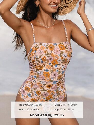 CUPSHE Women's One Piece Swimsuit Tummy Control Ruched Bathing Suit Square Neck Adjustable Straps in Saudi Arabia