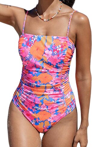 CUPSHE Women's One Piece Swimsuit Tummy Control Ruched Bathing Suit Square Neck Adjustable Straps in Saudi Arabia