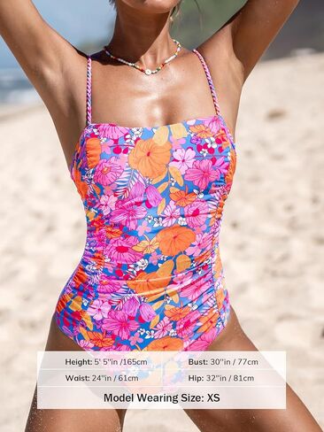 CUPSHE Women's One Piece Swimsuit Tummy Control Ruched Bathing Suit Square Neck Adjustable Straps in Saudi Arabia