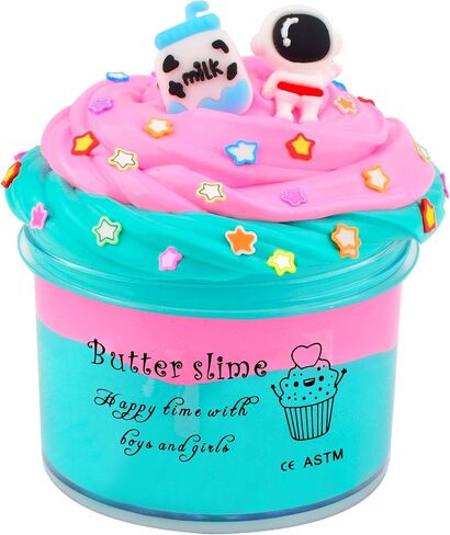 Two-Color Scented Slime, Funny Butter Slime, with 2 Fun Slime Add Ins, Pre-Made Slime for Kids, 6-12 Year Old Stress Relief Toys, Super Soft Party Favors Sludge Toy in Saudi Arabia