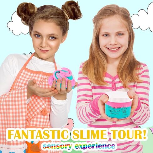 Two-Color Scented Slime, Funny Butter Slime, with 2 Fun Slime Add Ins, Pre-Made Slime for Kids, 6-12 Year Old Stress Relief Toys, Super Soft Party Favors Sludge Toy in Saudi Arabia