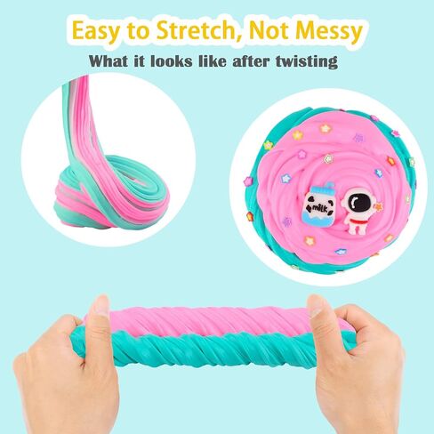 Two-Color Scented Slime, Funny Butter Slime, with 2 Fun Slime Add Ins, Pre-Made Slime for Kids, 6-12 Year Old Stress Relief Toys, Super Soft Party Favors Sludge Toy in Saudi Arabia