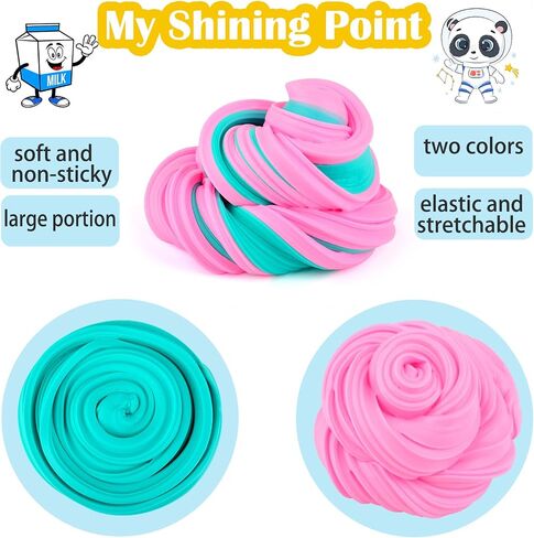 Two-Color Scented Slime, Funny Butter Slime, with 2 Fun Slime Add Ins, Pre-Made Slime for Kids, 6-12 Year Old Stress Relief Toys, Super Soft Party Favors Sludge Toy in Saudi Arabia