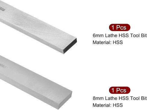 uxcell HSS Lathe Tool Bit 6mm x 20mm x 200mm & 8mmx25mmx200mm, Square Lathe Turning Tool Blanks, High Speed Steel Rectangular Fly Cutter Mill Blank,2pcs in Saudi Arabia