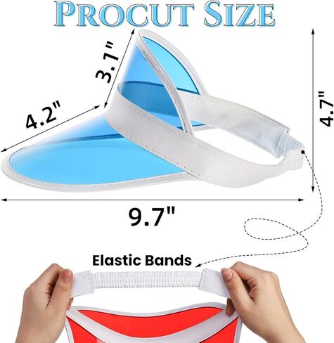 16 عبوة من قبعات واقية من الشمس، قبعة بلاستيكية بلون الحلوى للجنسين، قبعة سياحية شفافة للحماية، قبعة جولف للشاطئ قابلة للتعديل للحماية من الشمس، للنساء والرجال، والأنشطة الرياضية الخارجية (16 لونًا) in Kuwait