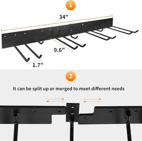 رف منظم أدوات تخزين الحائط من Qualward مثبت على الحائط، رف حائط عالي التحمل بحد أقصى 200 رطل لأدوات الفناء والمجارف والمكابس والمكانس والحبال والخراطيم والحبال in Kuwait