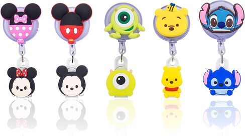 5 Pcs Retractable Badge Holders, Cartoon Cute Retractable Badge Reel for Nurses, Doctor, Teacher, Student,Office Worker (A) in Saudi Arabia
