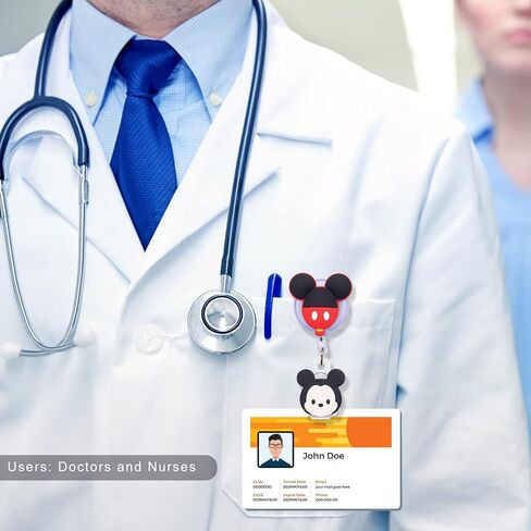5 Pcs Retractable Badge Holders, Cartoon Cute Retractable Badge Reel for Nurses, Doctor, Teacher, Student,Office Worker (A) in Saudi Arabia
