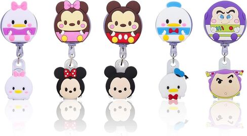 5 قطع من حاملات الشارات القابلة للسحب، بكرة شارة كرتونية لطيفة قابلة للسحب للممرضات والأطباء والمعلمين والطلاب وعمال المكاتب (أ) in Kuwait