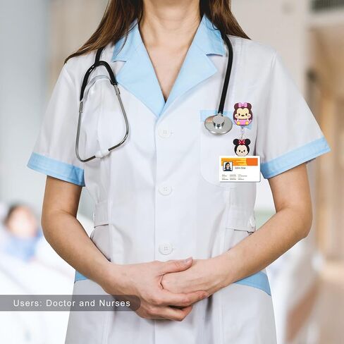 5 قطع من حاملات الشارات القابلة للسحب، بكرة شارة كرتونية لطيفة قابلة للسحب للممرضات والأطباء والمعلمين والطلاب وعمال المكاتب (أ) in Kuwait