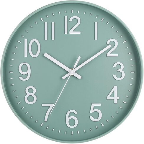 Esteopt Wall Clock 12" Silent Non-Ticking Modern Wall Clocks Battery Operated for Office, Home, Bathroom, Kitchen, Bedroom, School, Living Room (Black&Silver) (Greyrosegold12'') in Saudi Arabia