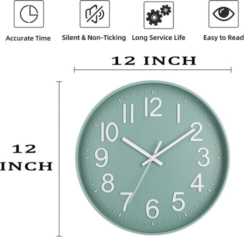 Esteopt Wall Clock 12" Silent Non-Ticking Modern Wall Clocks Battery Operated for Office, Home, Bathroom, Kitchen, Bedroom, School, Living Room (Black&Silver) (Greyrosegold12'') in Saudi Arabia