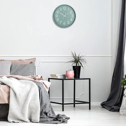 Esteopt Wall Clock 12" Silent Non-Ticking Modern Wall Clocks Battery Operated for Office, Home, Bathroom, Kitchen, Bedroom, School, Living Room (Black&Silver) (Greyrosegold12'') in Saudi Arabia