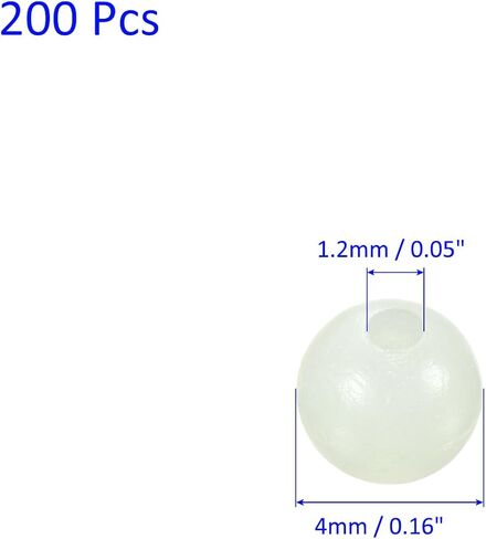 200 Pcs Glow Fishing Beads - Plastic Luminous Round Bait Egg Lure Rigs Apply to Outdoor Tackle Tool (4mm, White) in Saudi Arabia