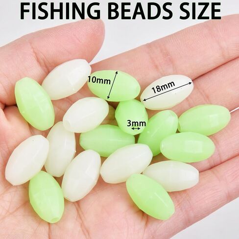 Glow Fishing Beads 120pcs Soft Plastic Luminous Saltwater Fishing Beads Oval Round Beads Fishing Lures Green White Sea Fishing Bead Fishing Tackle Tools in Saudi Arabia