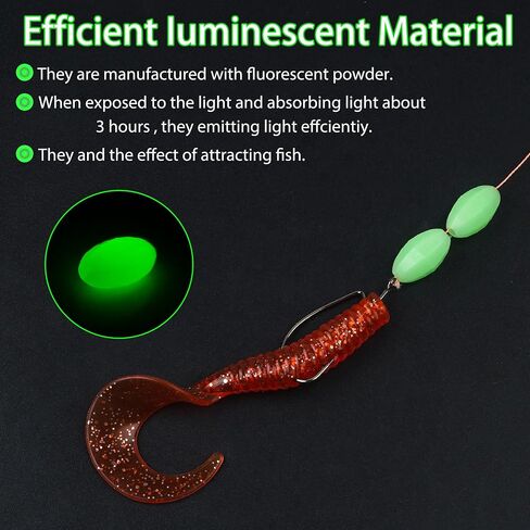 Glow Fishing Beads 120pcs Soft Plastic Luminous Saltwater Fishing Beads Oval Round Beads Fishing Lures Green White Sea Fishing Bead Fishing Tackle Tools in Saudi Arabia