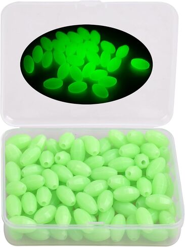 Glow Fishing Beads 120pcs Soft Plastic Luminous Saltwater Fishing Beads Oval Round Beads Fishing Lures Green White Sea Fishing Bead Fishing Tackle Tools in Saudi Arabia