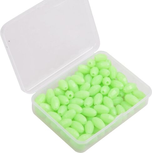 Glow Fishing Beads 120pcs Soft Plastic Luminous Saltwater Fishing Beads Oval Round Beads Fishing Lures Green White Sea Fishing Bead Fishing Tackle Tools in Saudi Arabia