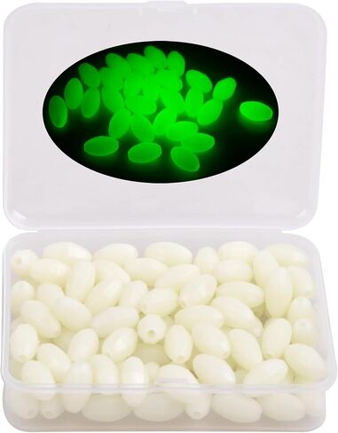 Glow Fishing Beads 120pcs Soft Plastic Luminous Saltwater Fishing Beads Oval Round Beads Fishing Lures Green White Sea Fishing Bead Fishing Tackle Tools in Saudi Arabia