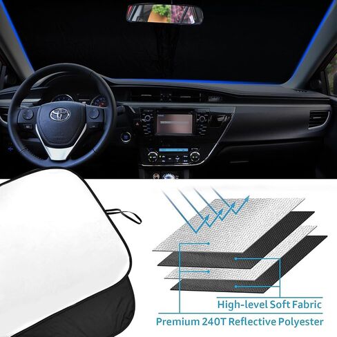 Front Windshield Sunshade Fit for Toyota RAV4 2019 2020 2021 2022 2023 2024, 240T Foldable Window Shade Sun Visor Protector Blocks UV Rays Keep Vehicle Cooler in Saudi Arabia