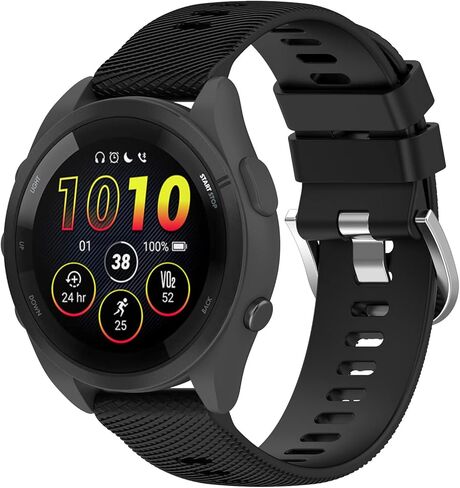MOTONG لـ Garmin Forerunner 265S سوار بديل 18 مم حزام ساعة معصم بديل لـ Garmin Forerunner 265S/255S/255S Music (سيليكون أسود) in Kuwait