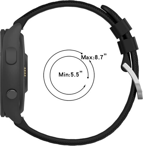 MOTONG لـ Garmin Forerunner 265S سوار بديل 18 مم حزام ساعة معصم بديل لـ Garmin Forerunner 265S/255S/255S Music (سيليكون أسود) in Kuwait