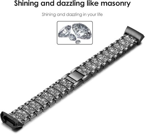 Compatible with Fitbit Charge 2 Bands for Women Men, Adjustable Metal Charge 2 Replacement Bands, Bling Watch Band in Saudi Arabia
