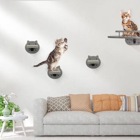 3 عبوات من أرفف تسلق القطط على الحائط، أرفف على الحائط للقطط مع وسادة خدش، أثاث حائط للقطط، خطوات حائط للقطط من أجل لعب تسلق النوم، سلالم القطط، أرجوحة للقطط (أسود) in Kuwait