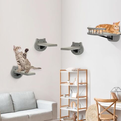 3 عبوات من أرفف تسلق القطط على الحائط، أرفف على الحائط للقطط مع وسادة خدش، أثاث حائط للقطط، خطوات حائط للقطط من أجل لعب تسلق النوم، سلالم القطط، أرجوحة للقطط (أسود) in Kuwait