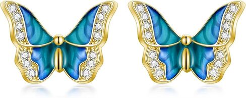 Sterling Silver Enamel Butterfly Earrings for Women Girl Sensitive Ears in Saudi Arabia