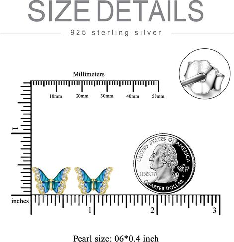 Sterling Silver Enamel Butterfly Earrings for Women Girl Sensitive Ears in Saudi Arabia