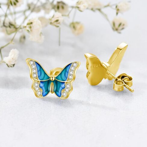 Sterling Silver Enamel Butterfly Earrings for Women Girl Sensitive Ears in Saudi Arabia