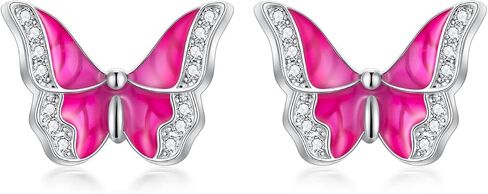 Sterling Silver Enamel Butterfly Earrings for Women Girl Sensitive Ears in Saudi Arabia