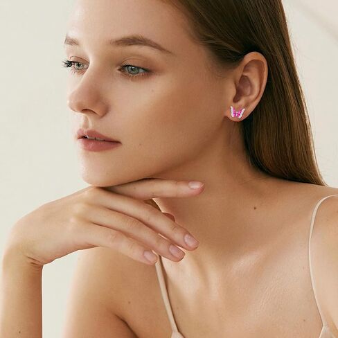 Sterling Silver Enamel Butterfly Earrings for Women Girl Sensitive Ears in Saudi Arabia