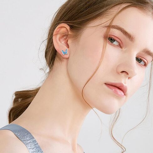 Sterling Silver Enamel Butterfly Earrings for Women Girl Sensitive Ears in Saudi Arabia