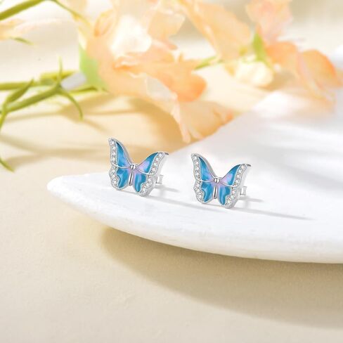 Sterling Silver Enamel Butterfly Earrings for Women Girl Sensitive Ears in Saudi Arabia