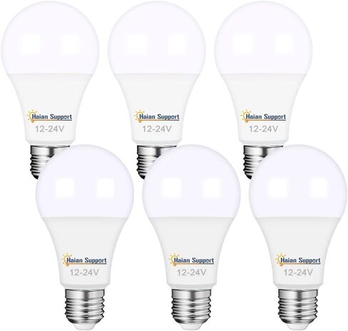 Haian Support Efficient 12V LED Bulb 6W 600Lm - E26/E27 Base - 12-24V AC/DC - 4 Pack - Ideal for Off-Grid Solar Battery Systems, RVs, Marine Lighting - Energy Saving 60W Equivalent - Warm White 2700K in Saudi Arabia